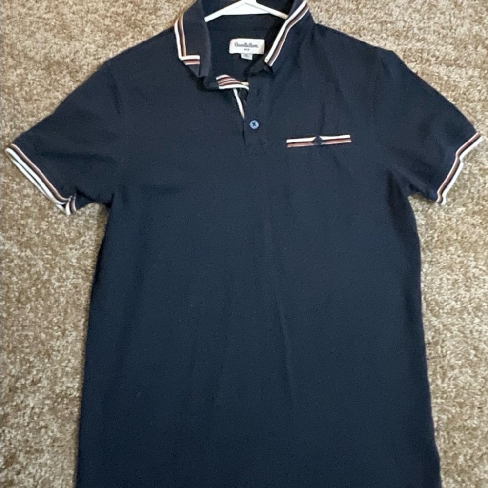 Nautica Men's Dark Blue Polo with White Accents